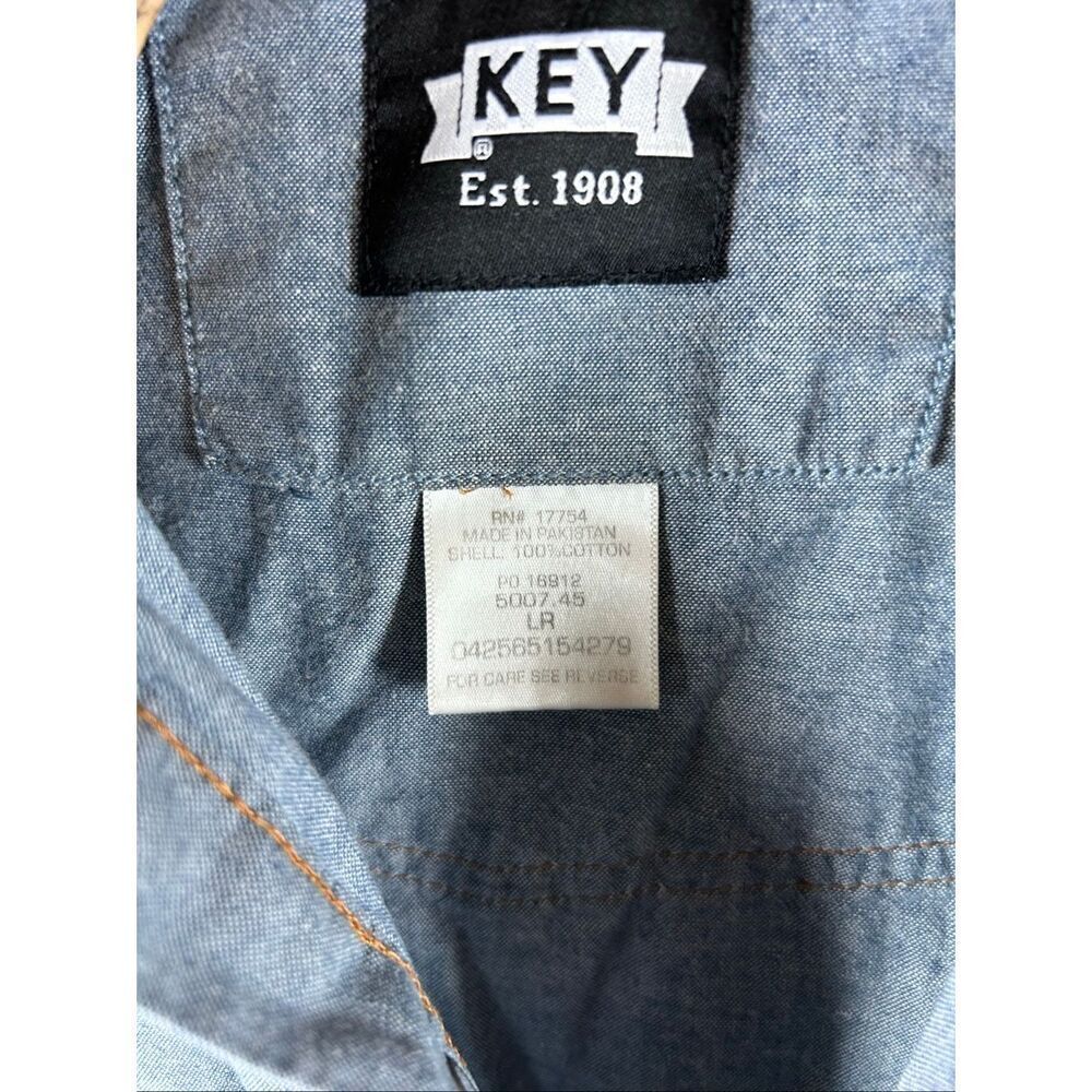 KEY Light Denim Short Sleeve Work Shirt Large R - Picture 3 of 5